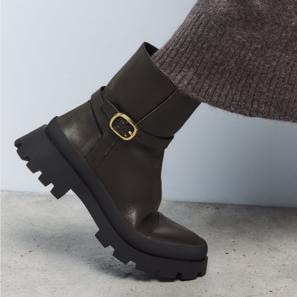 Zara lug sole leather ankle boots - Picture 2 of 8